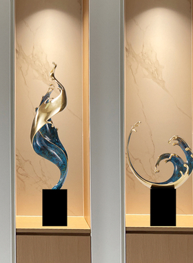 风生水起轻奢摆件玄关电视柜酒柜壁龛装饰品开业乔迁新居礼品