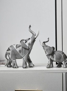 翻旧事新中式简约炫彩大象创意家居装饰客厅玄关办公室桌面摆件送