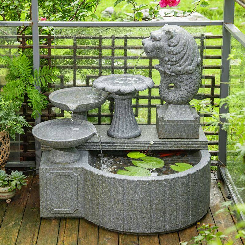 汉韵堂鱼尾狮流水摆件鱼池造景户外花园庭院阳台循环水系景观鱼缸,淘宝优惠券,粉丝福利购,淘宝优惠卷