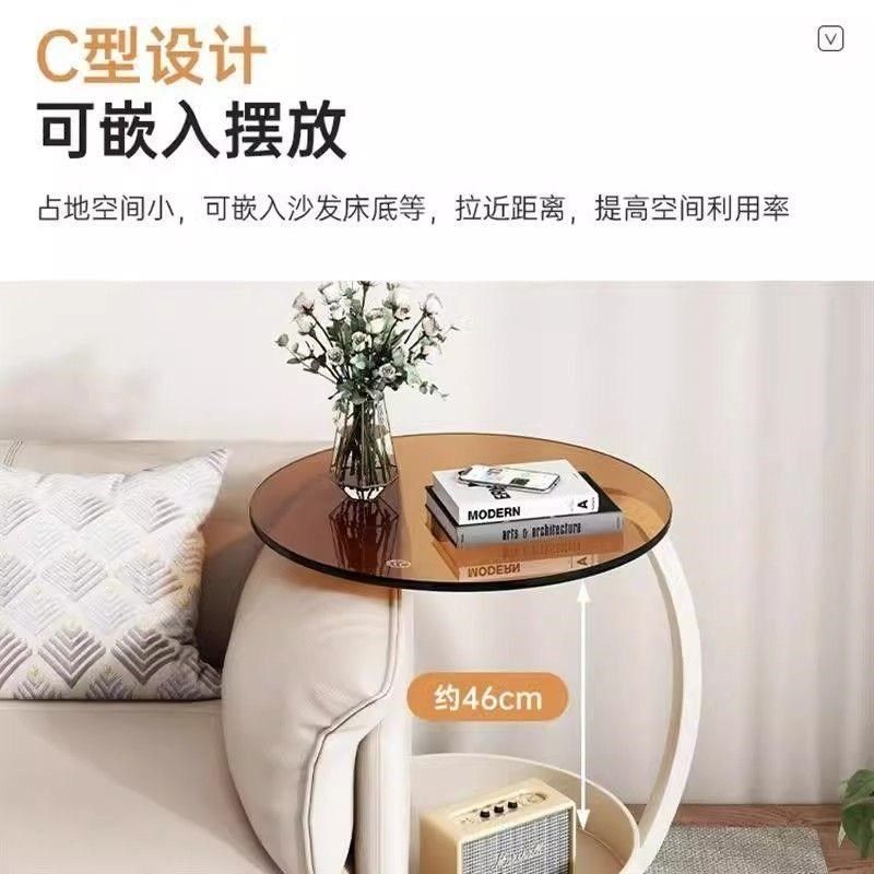 简约现代家具移动沙发边几钢化玻璃茶几现代小桌子侧边边柜小推车,淘宝优惠券,粉丝福利购,淘宝优惠卷