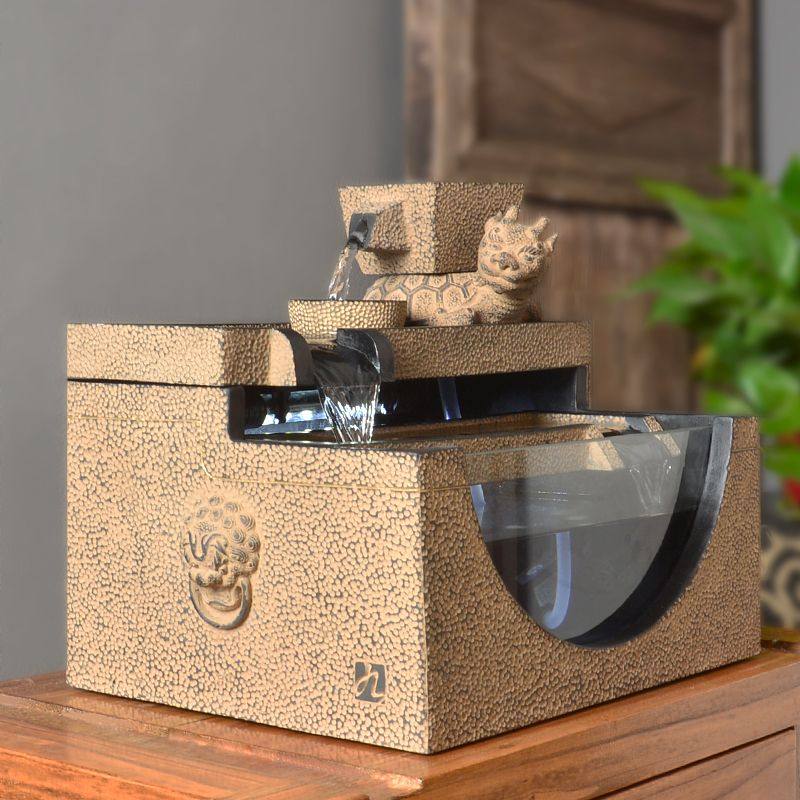 新中式流水鱼缸摆件循环水办公室客厅招财创意水景瀑布桌面装饰品,淘宝优惠券,粉丝福利购,淘宝优惠卷