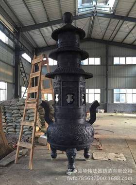 供应寺庙五层纯铜鼎厂家、七层宝鼎铸造厂、大型露天铜宝鼎