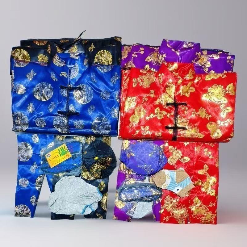 高档绸缎布棉衣服棉被子8件大全套餐黄烧纸钱元宝金条寒衣节用品 - 图3