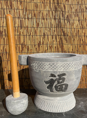 压蒜器蒜臼子青石石臼打糍粑工具家用打年糕石兑窝辣椒缸石窝石缸