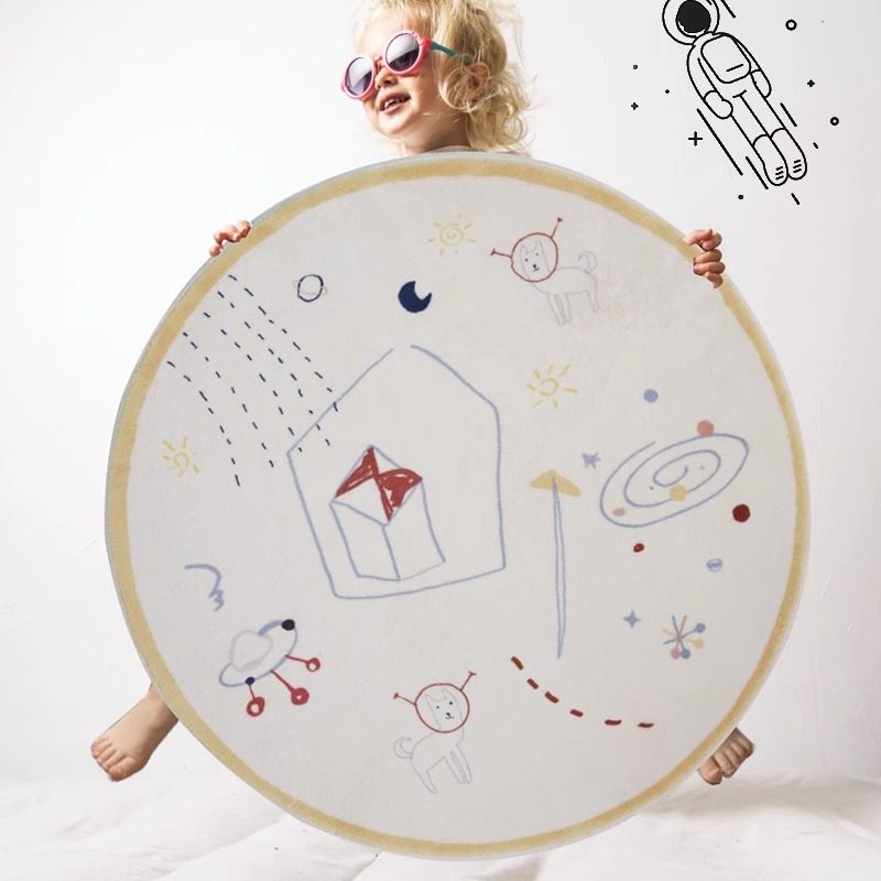 儿童房地垫圆形转椅地毯卧室电脑椅脚垫床边坐垫衣帽间防滑毛毯垫,淘宝优惠券,粉丝福利购,淘宝优惠卷