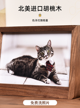 高品质 宠物陪伴纪念相框摆台定制 雕刻文字免费冲洗狗狗猫咪照片
