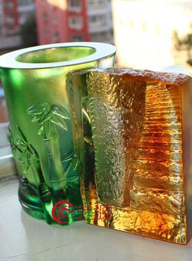 艺源 琉璃摆件步步节节高升笔筒办公室书房创意礼品实用生日礼物