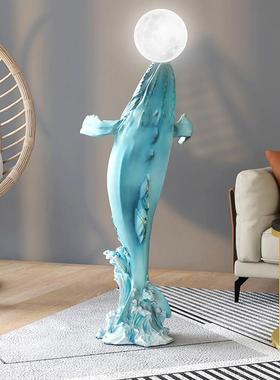 客厅大型落地鲸鱼摆件玄关沙发旁轻奢高级感家居装饰乔迁开 业礼