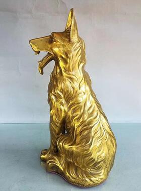 开运纯铜狼狗风水家居招财摆件看门狗贵犬护运守财铜狗风水工艺品