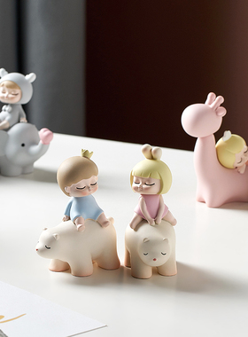 创意女孩小摆件儿童房q间卧室桌面可爱治愈系公主办公室家居饰品