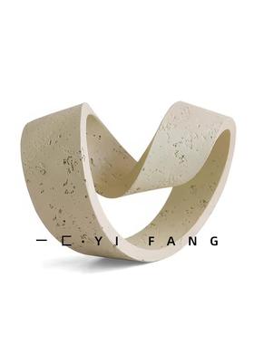 一匚 现代售楼处酒店洽谈桌茶几软装饰品 苔藓花艺托盘香薰摆件