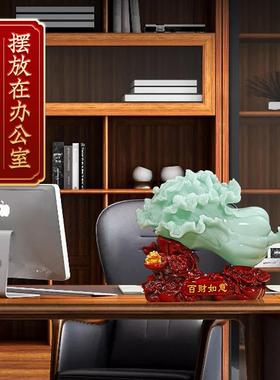 百财如意玉白菜摆件招财金蟾客厅玄关酒柜装饰品店铺乔迁开业礼品