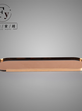 新款工艺品简约现k代几何金属镜面托盘餐桌样板房摆件家居软装摆