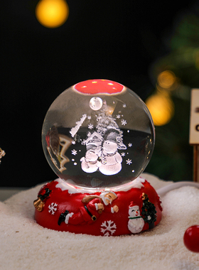 创意圣诞老人水晶球摆件办公w室桌面装饰品送儿童圣诞节平安夜礼