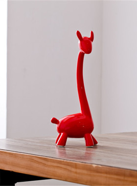 三口之家摆件长颈y鹿家居饰品单个小鹿