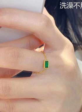 特大号开口调节抽拉戒指女大码200斤胖妹黑水晶绿钻食指简约学生