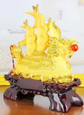 一帆风顺龙船摆件工艺品招财大号客厅帆船办公室装饰商务开 业礼