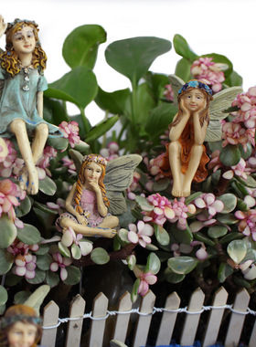 花仙子树脂摆件创意微景观u花盆装饰摆件阳台露台花园插件田园卡