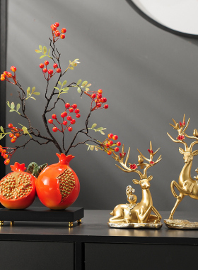新中式石榴多子多福创意电视柜A玄关装饰品摆件乔迁礼物新居礼品