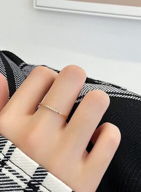 戒指女胖镶钻戴简约大码食指指环款个大号手细粗细钻8胖妹妹人叠