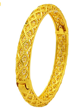 跨境热销女士沙金手镯bangles 24K镀金镂空雕花图腾新娘手镯批发