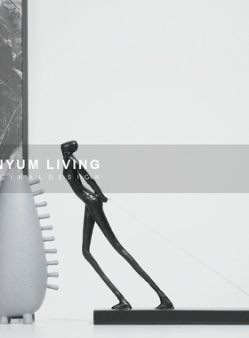 现代样板房间软装k饰品金属抽象人物雕塑摆件售楼处客厅玄关摆设