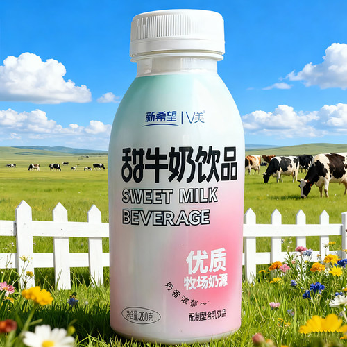 新希望V美甜牛奶饮品280克/瓶奶香浓郁含乳饮料饮品早餐饮品小瓶 - 图2