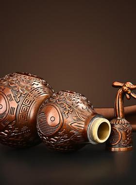 铜葫芦摆件铜挂件开盖空心八卦五帝钱风水葫芦门对门中式工艺品