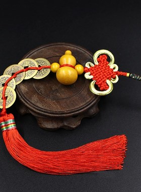 五帝钱门对门木葫芦挂件黄铜五帝铜钱串中国结客厅大门卧室窗户