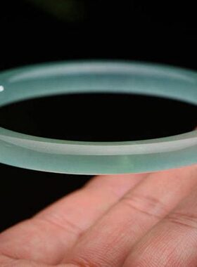 小巧镯天然镯子条翡翠色冰种玉石轻冰种显叮当圆年英岩细手镯女