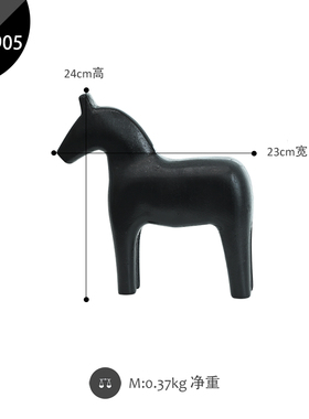 玄关装饰品 样板间客厅轻奢摆z件 黑白灰小马 桌面简约动物软装