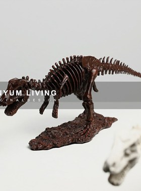 本与现代c复古恐龙骨架化石摆件样板房间客厅玄关酒柜书房软装摆