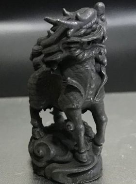 麒麟摆件纯铜火麒麟新中式办公桌面装饰桌摆饰品把玩手把件钥匙扣