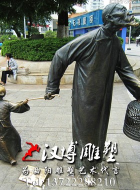 玻璃钢铸铜风俗街雕塑人物做买卖推车雕塑民俗小品步行街装饰定制