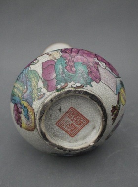 景德镇仿古陶瓷乾隆粉彩婴戏图花瓶家居装饰展柜摆件收藏做旧瓷器