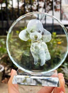 创意宠物去世留念摆件纪念品 小狗狗猫咪定制照片3d内雕灯光挂件