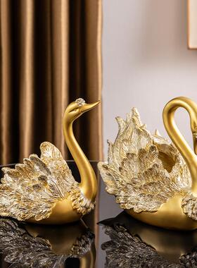 欧式天鹅摆件现代轻奢高档酒柜软装饰品客厅桌面玄关家居开业礼物