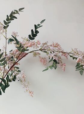 仿真花 单瓣槐树花轻盈 藤蔓花粉色白色小花 自然风 陈设摄影