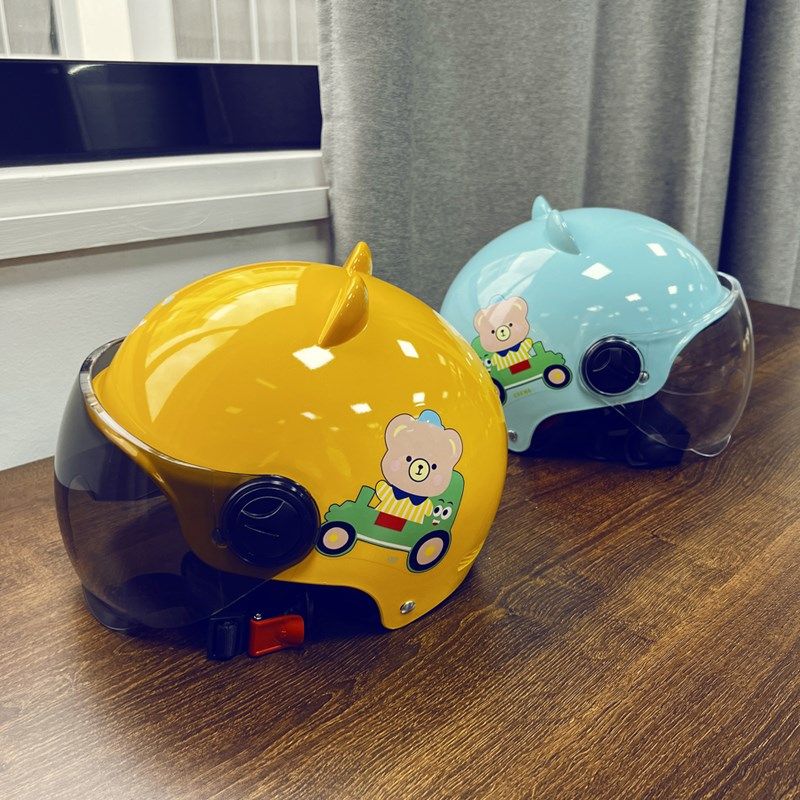 国标儿童电动车头盔可爱耳朵电动车安全帽4-12岁电动车半盔夏季款,淘宝优惠券,粉丝福利购,淘宝优惠卷