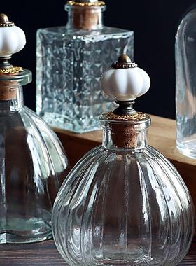 趣乐家复古怀旧杂货玻璃装饰器皿收纳瓶小器物桌台摆件香氛精油瓶