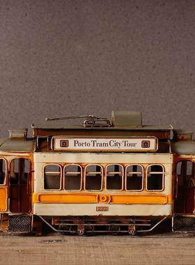 里斯本电车铁艺模型工业风工艺品软装饰小众桌面摆件美式复古朋克