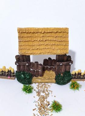 中式微缩农家院门木门微景观盆景院子大门柴门树脂沙盘装饰小摆件