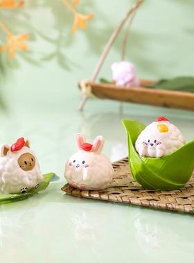 治愈系端午节小礼物粽子小猪食玩礼品 家居桌面可爱装饰品小摆件