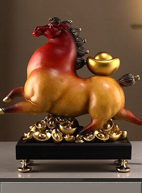 马上有钱办公室摆件客厅酒柜桌面工艺品马到成功开业礼物聚财