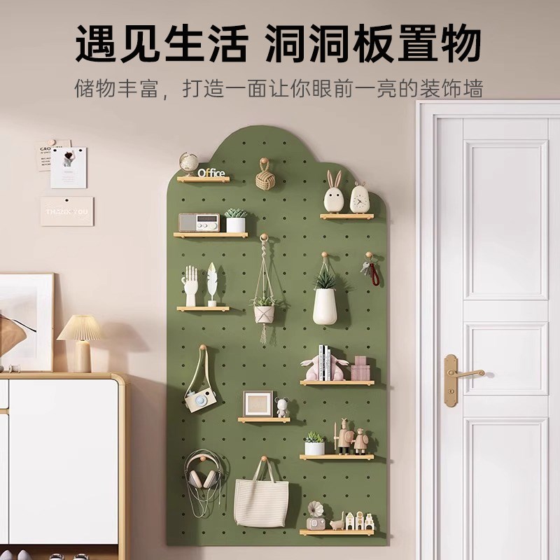 Solid wood entrance hole board storage rack wooden display storage wall cloud I Duo storage shelf wall hanger can