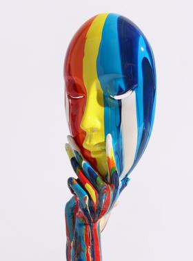 北欧树脂摆件抽象人脸面具家居饰品电视柜样板房服装店客厅工艺品