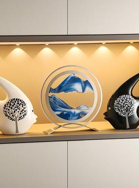 创意流沙画沙漏玄关桌面摆件家居客厅酒柜电视柜装饰品乔迁送礼