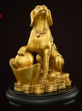 铜狗摆件黄铜财狗吉祥物十二生肖狗客厅办公室补西北缺角铜狗大号