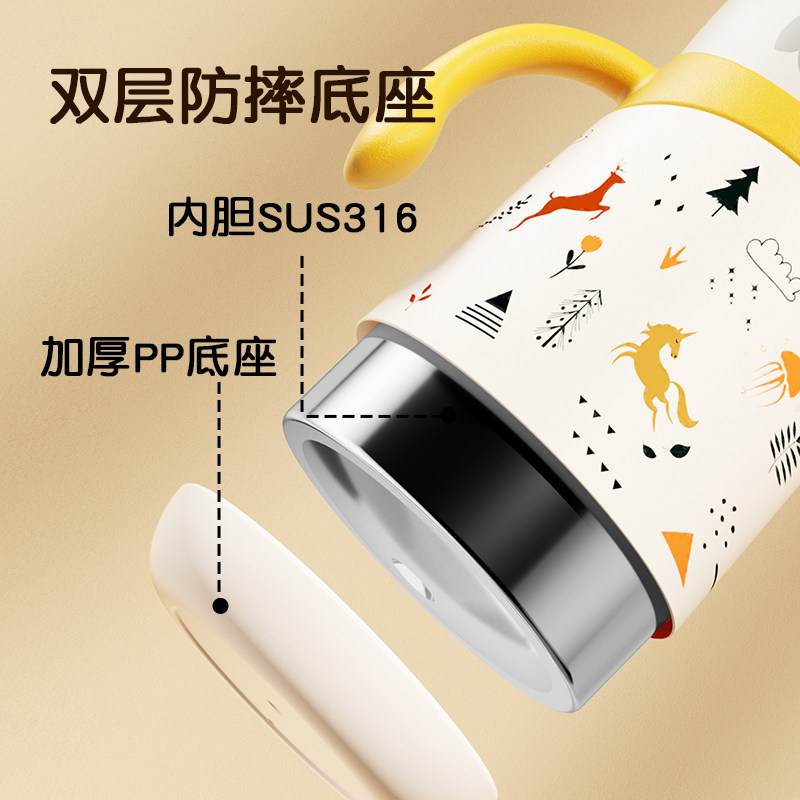 NEVS/吸管学饮316L不锈钢婴幼儿园童家用外出保温喝奶瓶杯水壶,淘宝优惠券,粉丝福利购,淘宝优惠卷