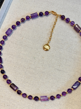 天然乌拉圭紫水晶项链女